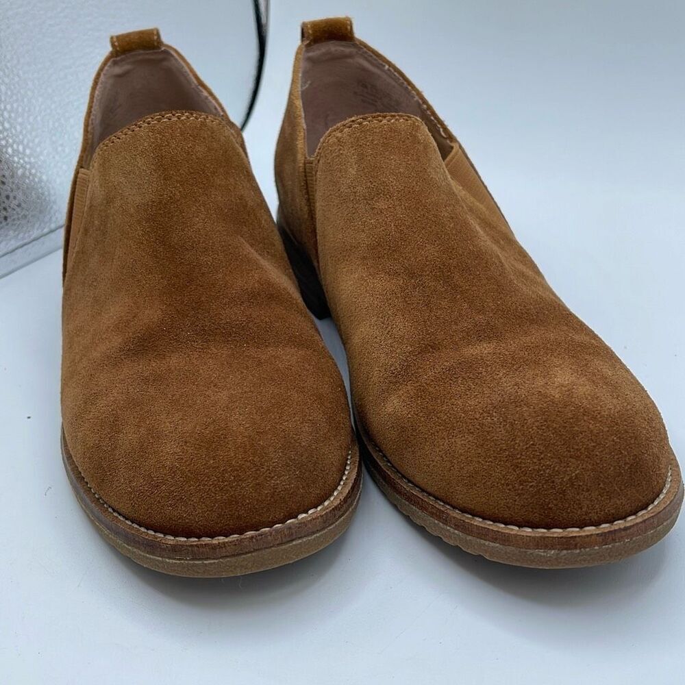 Franco Sarto Justia Tan Suede Slip On Ankle Booties 7.5M